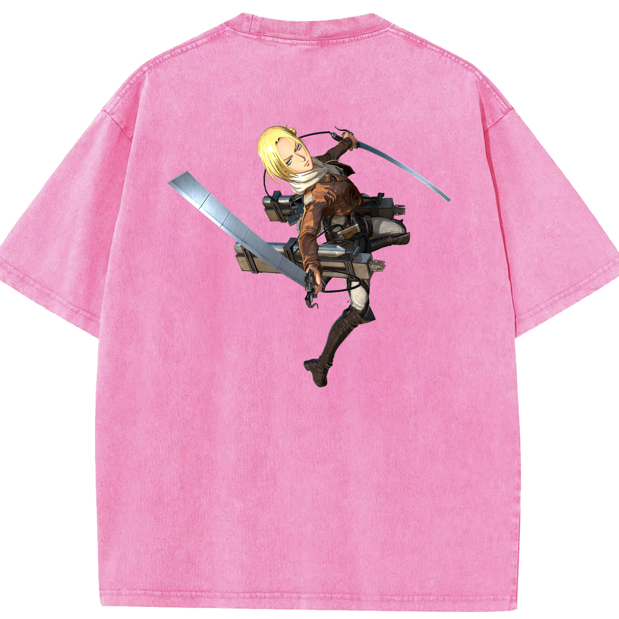 （画像用） 進撃の巨人 アニ・レオンハート Attack on Titan Annie Leonhart 綿100% ヴィンテージ風 半袖Tシャツ（背面プリント）